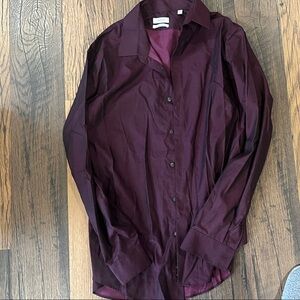 Calvin Klein Men's Deep Wine Button-Up Dress Shirt
